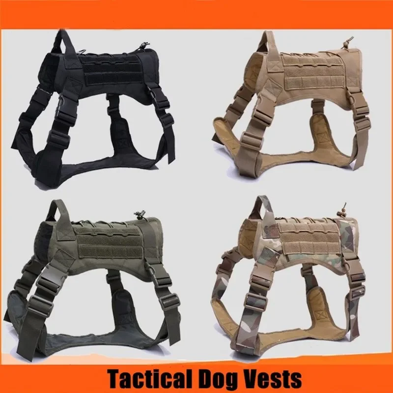 

1000D Nylon Tactical Dog Vest 15-60kg Big Size Dog Pet Clothing Outdoor Wear-resisting Waterproof Army Dog Training Waistcoat