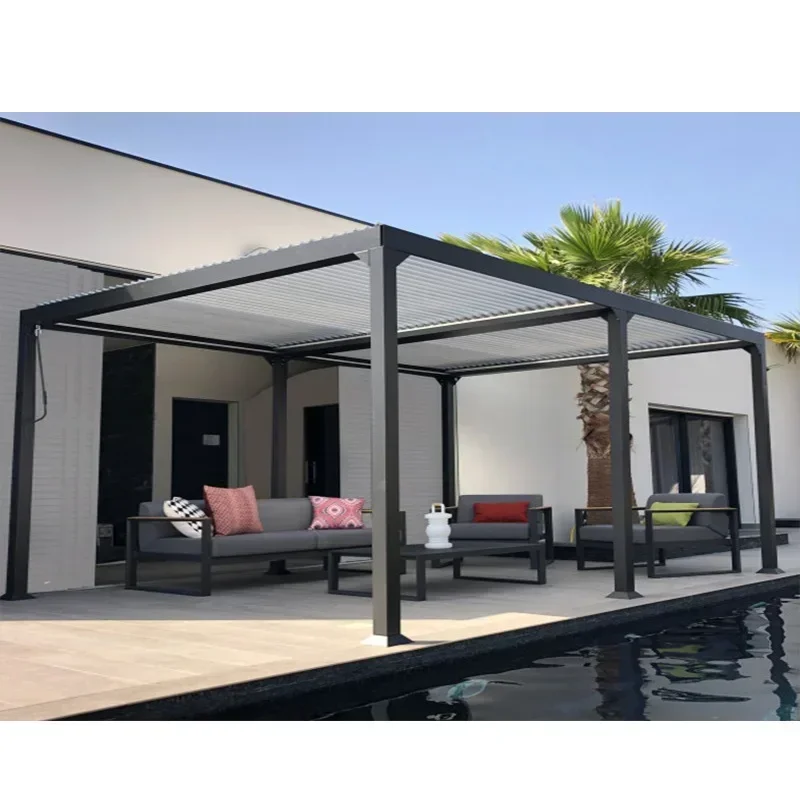 

Outdoor pavilion, Courtyard, Villa, Garden Sunshade, Modern Courtyard, Terrace, Aluminum Alloy Covers Louver Roof Pergola