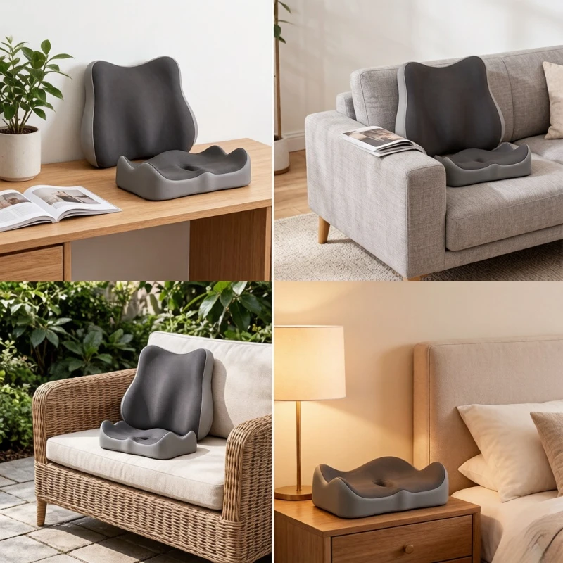 Memory Foam Seat Cushion for Tailbone & Sciatica Back Pain Relief, Non-Slip Ergonomic Pad for Office & Car Chair Use