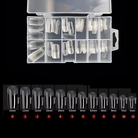 120 नकली नाखून, सेमी-फ्रॉस्टेड क्लियर कॉफिन, नकली नाखून टिप्स, नाखूनों पर प्रेस, सोखें, विस्तार के लिए पूरा कवर नेल कैप्सूल 10 best sales नाखूनों पर ताबूत प्रेस - №2