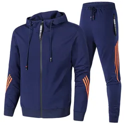 Men's Set Tracksuits Hooded Jacket and Pants 2-piece Set Men Zipper Sweatshirt Men's Spring Running Jogging Sportswear Suit