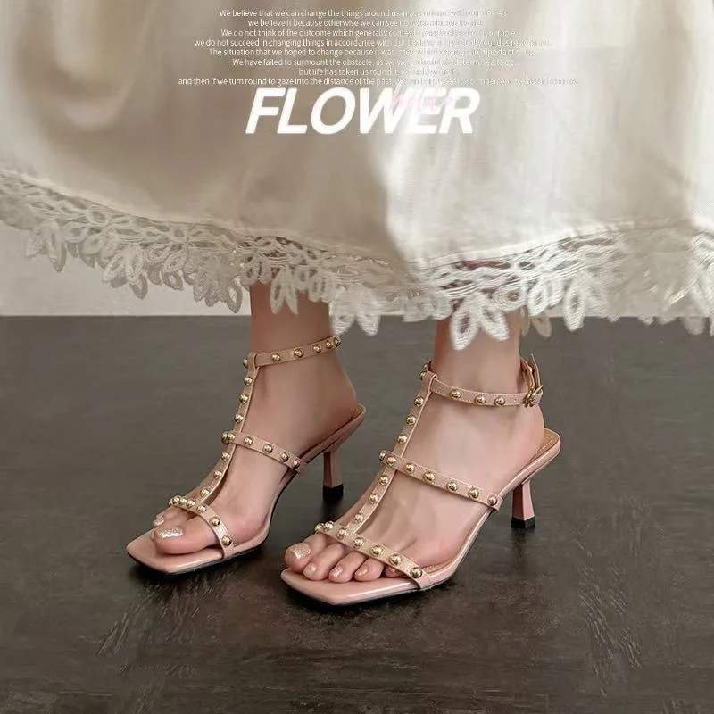 2026 summer women sandals natural leather plus size 22-29cm cowhide+pigskin+sheepskin t-tied ankle-buckle high heel women shoes