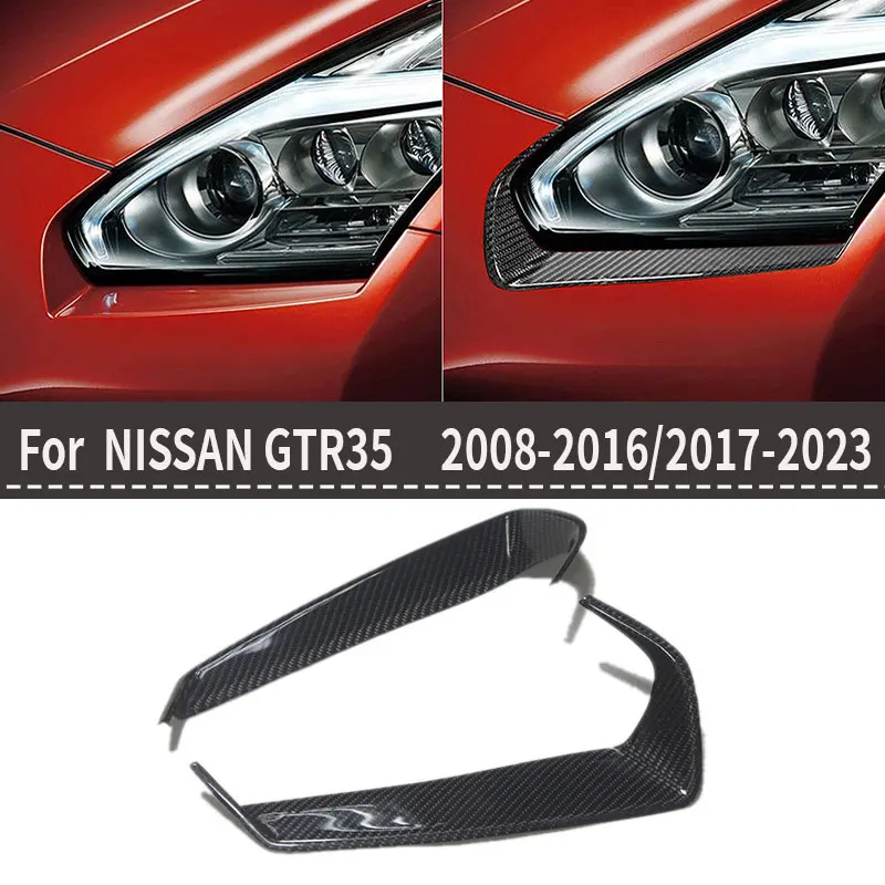 

For Nissan GTR R35, real carbon fiber headlight eyebrows, front headlight trim, exterior styling accessories 2008-2016/2017-2023