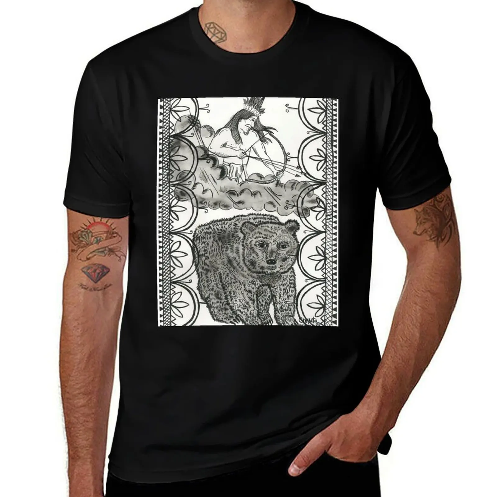 Thunder beings connect to the Bear Clan T-Shirt Simple Casual Short Sleeve Tee