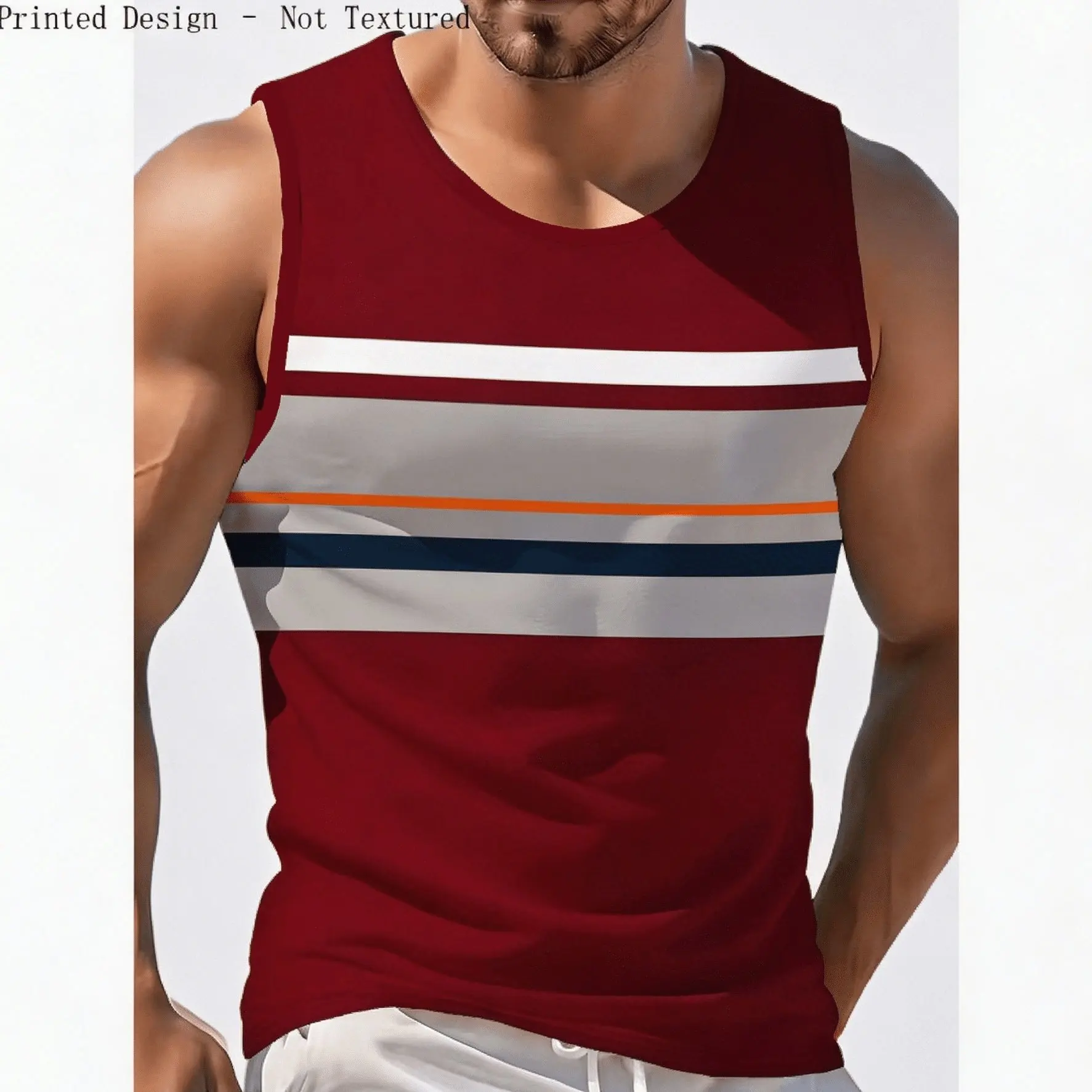 Fashion New Stripe Print Sleeveless Men tank top Classic Color Block Casual Tank Tops Beach Vacation Streetwear Summer Vest Tops