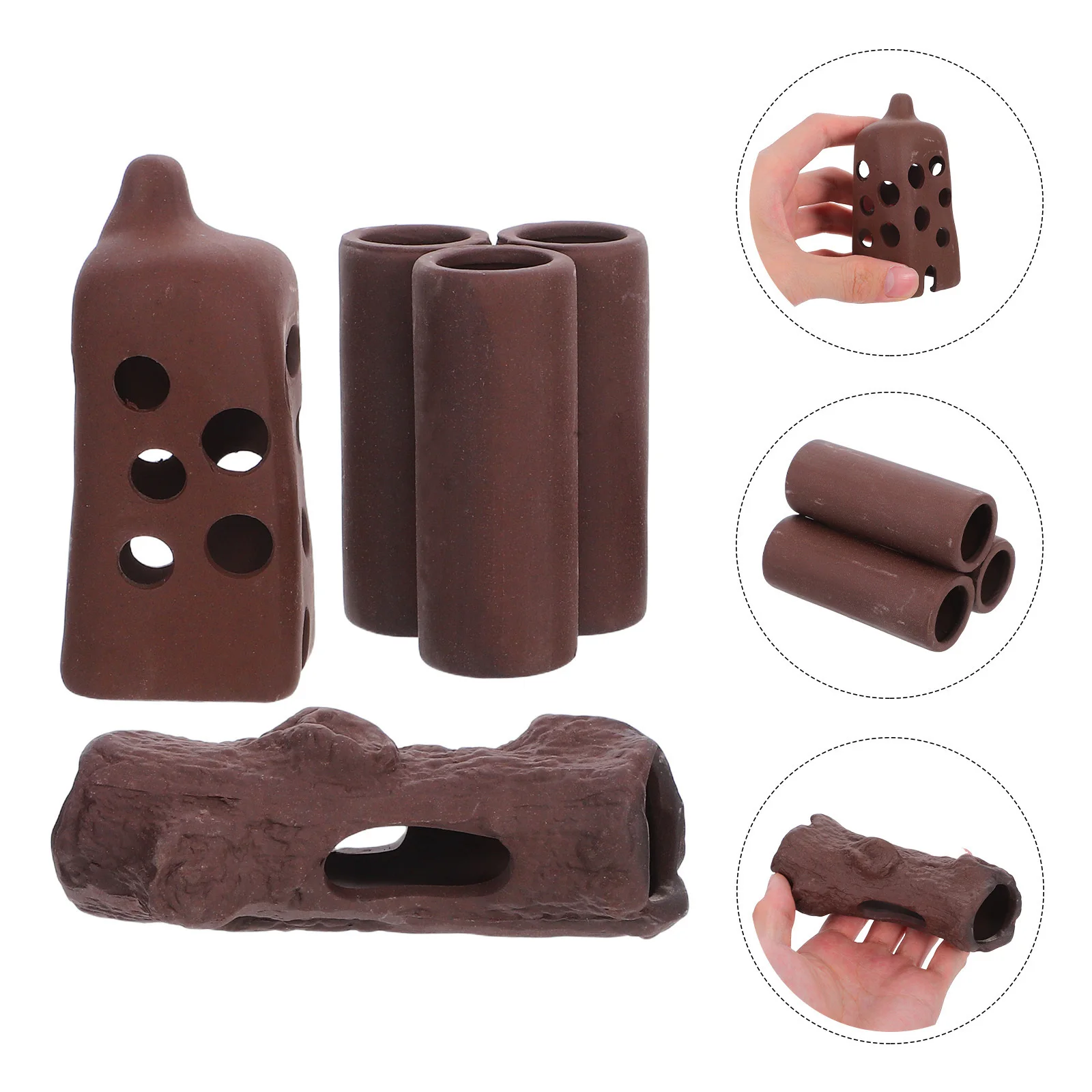 

3Pcs Fish Tank Landscaping Purple Sand Ceramic Aquarium Hideout Breeding Cave Fish Shrimp Hiding House Aquarium Hideout