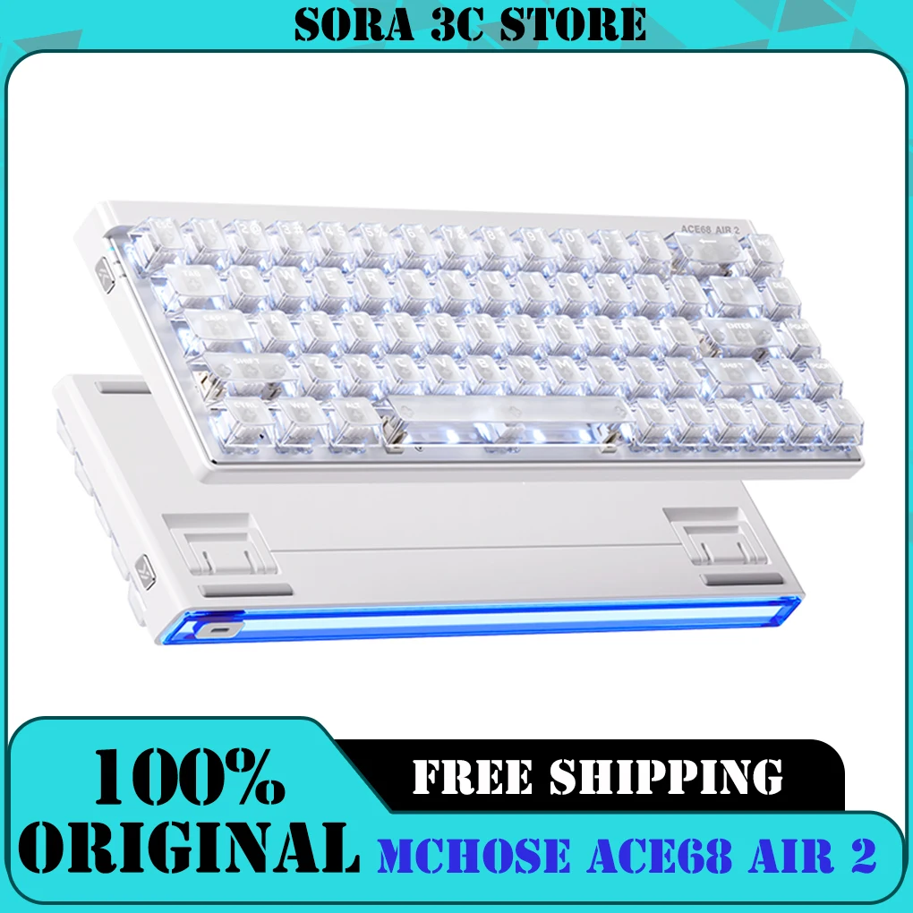MCHOSE ACE68 Air 2 HE Gaming Keyboard Hall Effect Switch Support 1kHz-8kHz Adjustable Polling Rate 0.005mm RT Accuracy RGB Box