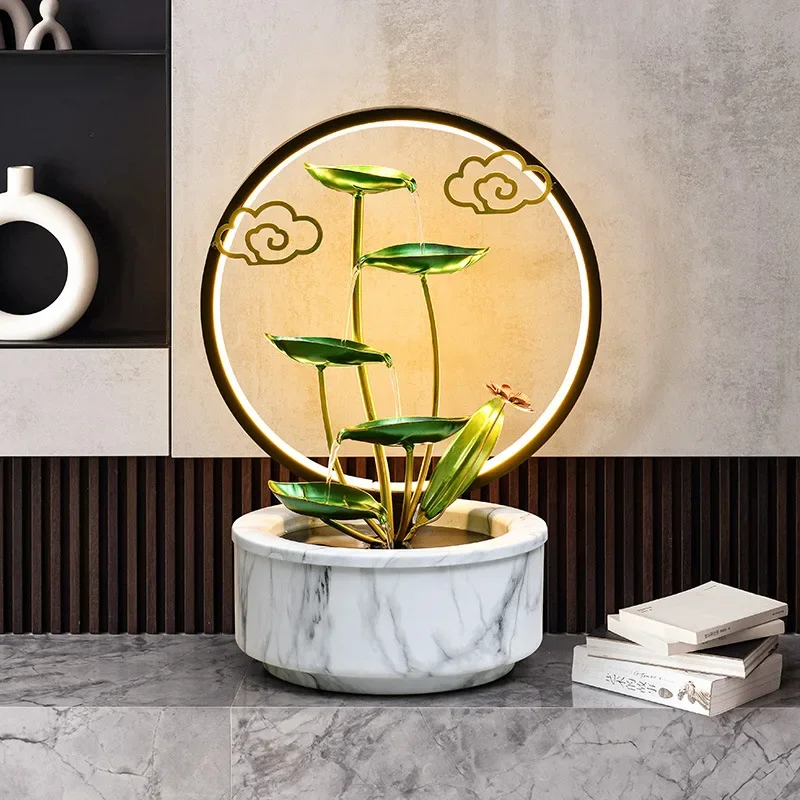 Feng Shui wheel, water feature, flowing water generates wealth, circulating water metal ornament decoration