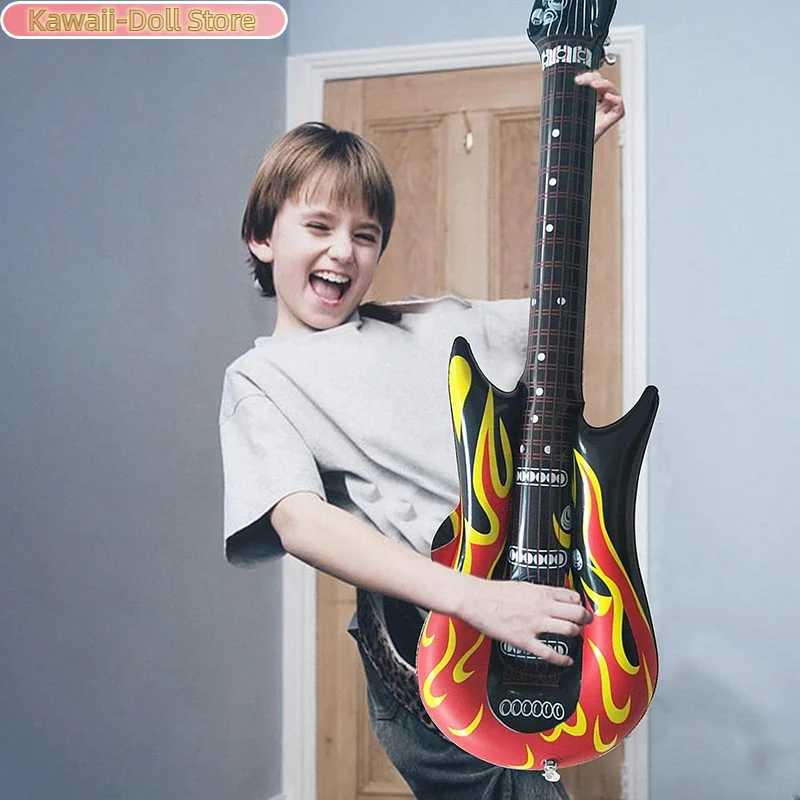 PVC Inflatable Flame Guitar Rock Star Guitar Toy Women Men Carnival Party Adult Kids Party Decorations Music Festival Props