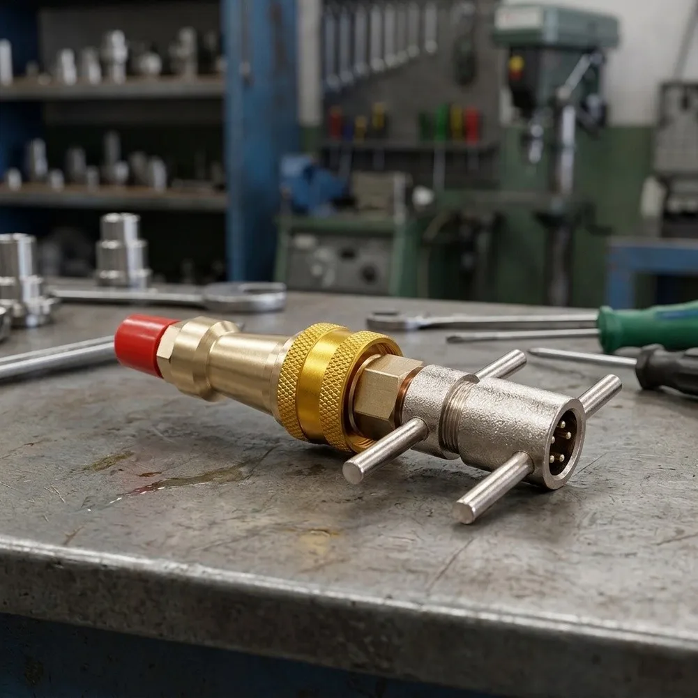 Quick Connect Fitting for Refrigeration Use Solder-Free Brass Design 125 74mm for Pressure Testing and Charging
