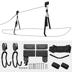 Kayak Lift with Hanging Pulley System Kayak Ceiling Rack Garage Ceiling Mount for Bicycle Paddleboard Canoe