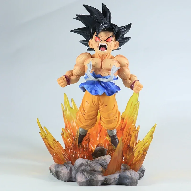 BANDAI 19cm Dragon Ball SHK Kai Ape Series NO.2 Glow Black Hair Super Four Goku Figure PVC Explosive Goku Anime Model Ornament