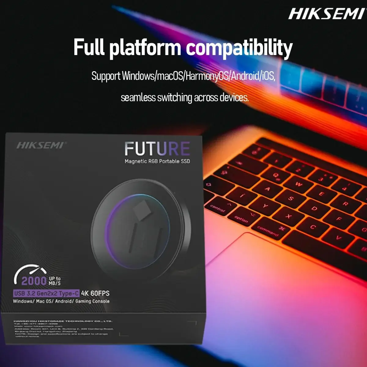 HIKSEM 1TB M.2 2230 NVMe SSD Enclosure - USB-C 3.2 Gen2 10Gbps, MagSafe, Compatible with iPhone 16 Pro Max ProRes & MacBook