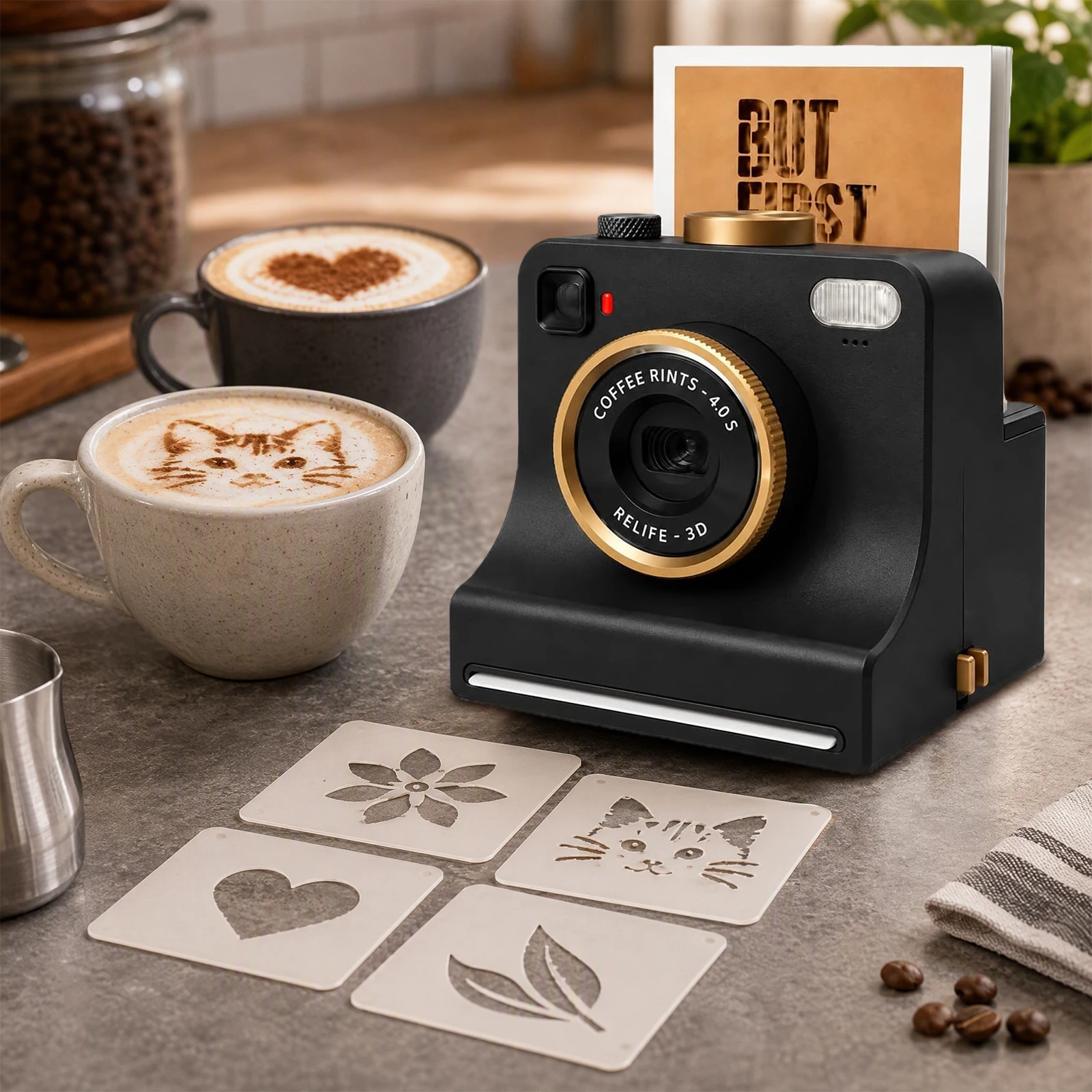 3D Printed Latte Art Camera,One‑touch Coffee Printer Chocolate Foam Machine