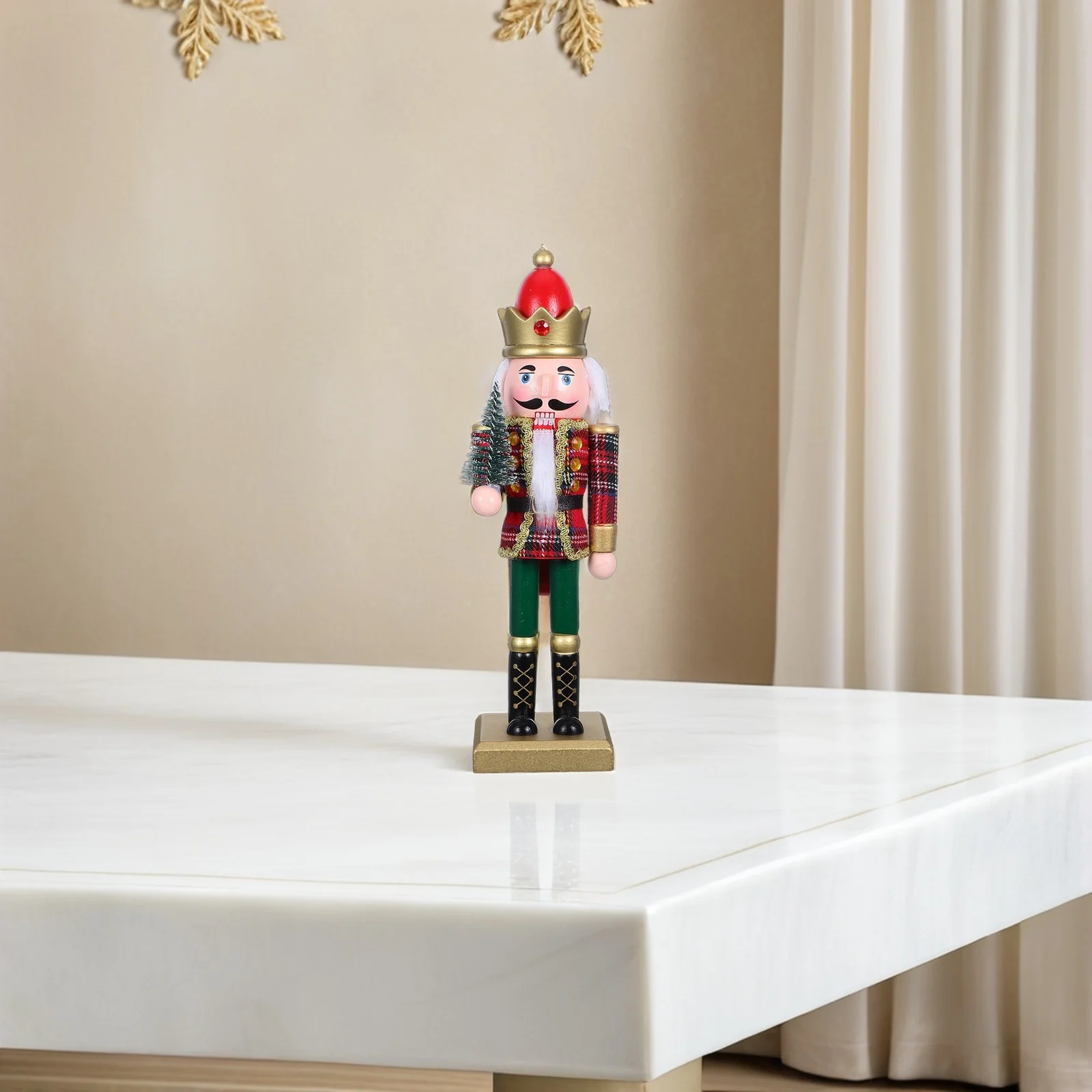 

Wooden Nutcracker Soldier Classic Christmas Decoration Sturdy Wood Craft for Home Tabletop Shelf Fireplace Holiday Decor