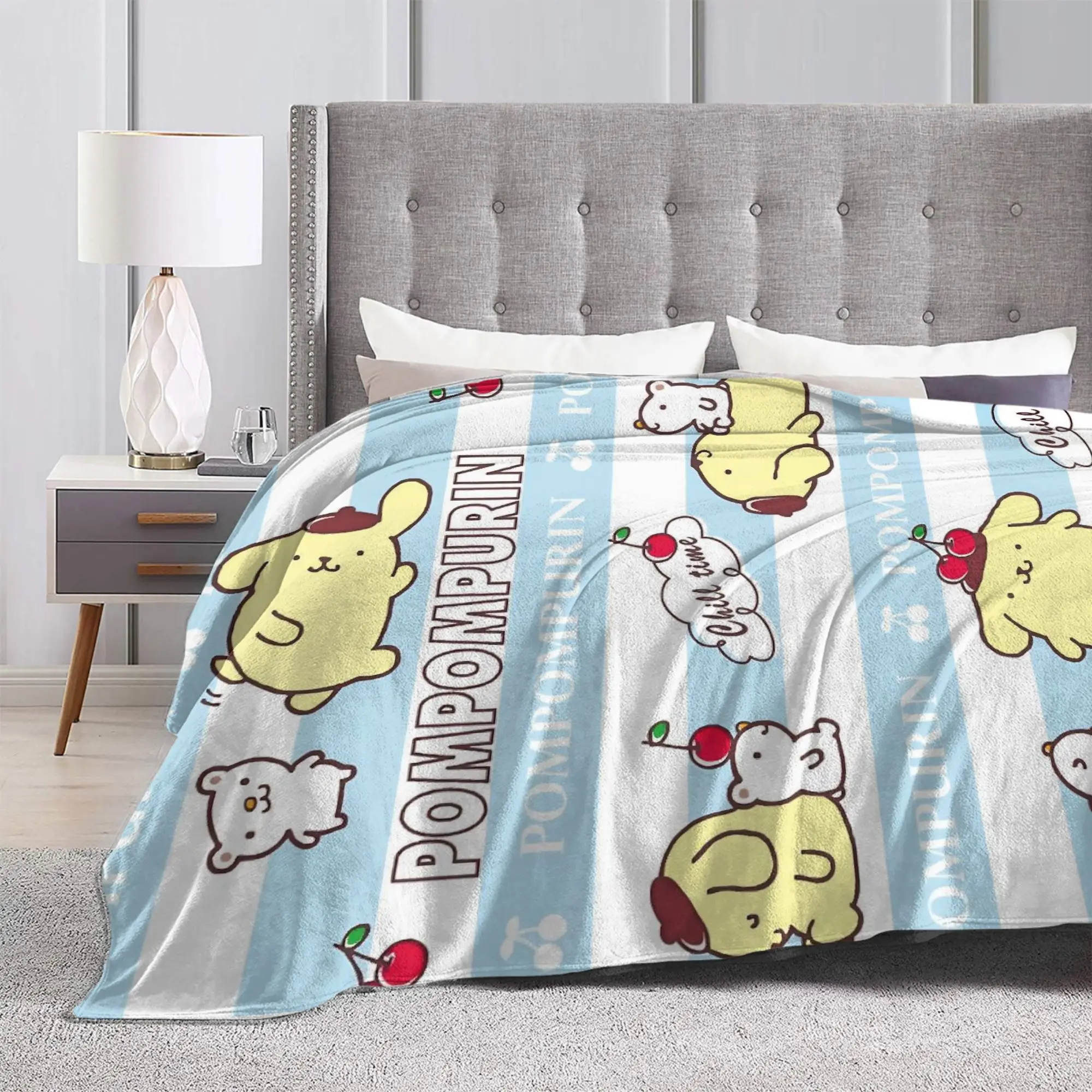 Pompompurins Cartoon Cute Blanket Fleece Summer  Breathable Super Soft Throw Blankets for Sofa Office Bedding Throws