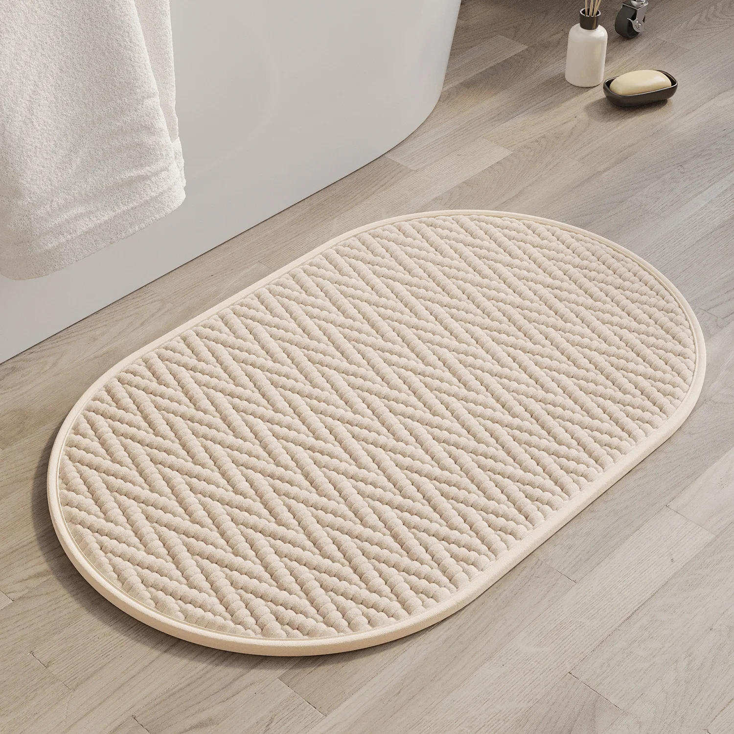 Bathroom Floor Mats, Doorway Water-absorbent Non-slip Plush Foot Mats, Bathroom Simple Quick-drying Fall-proof Toilet Entry Mat