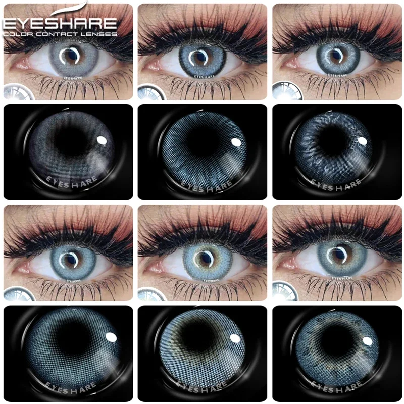 Eyeshare lentes de cor natural olhos 2 pçs lentes de contato de cor azul para beleza dos olhos lentes de contato olho anual lente de cor cosmética
