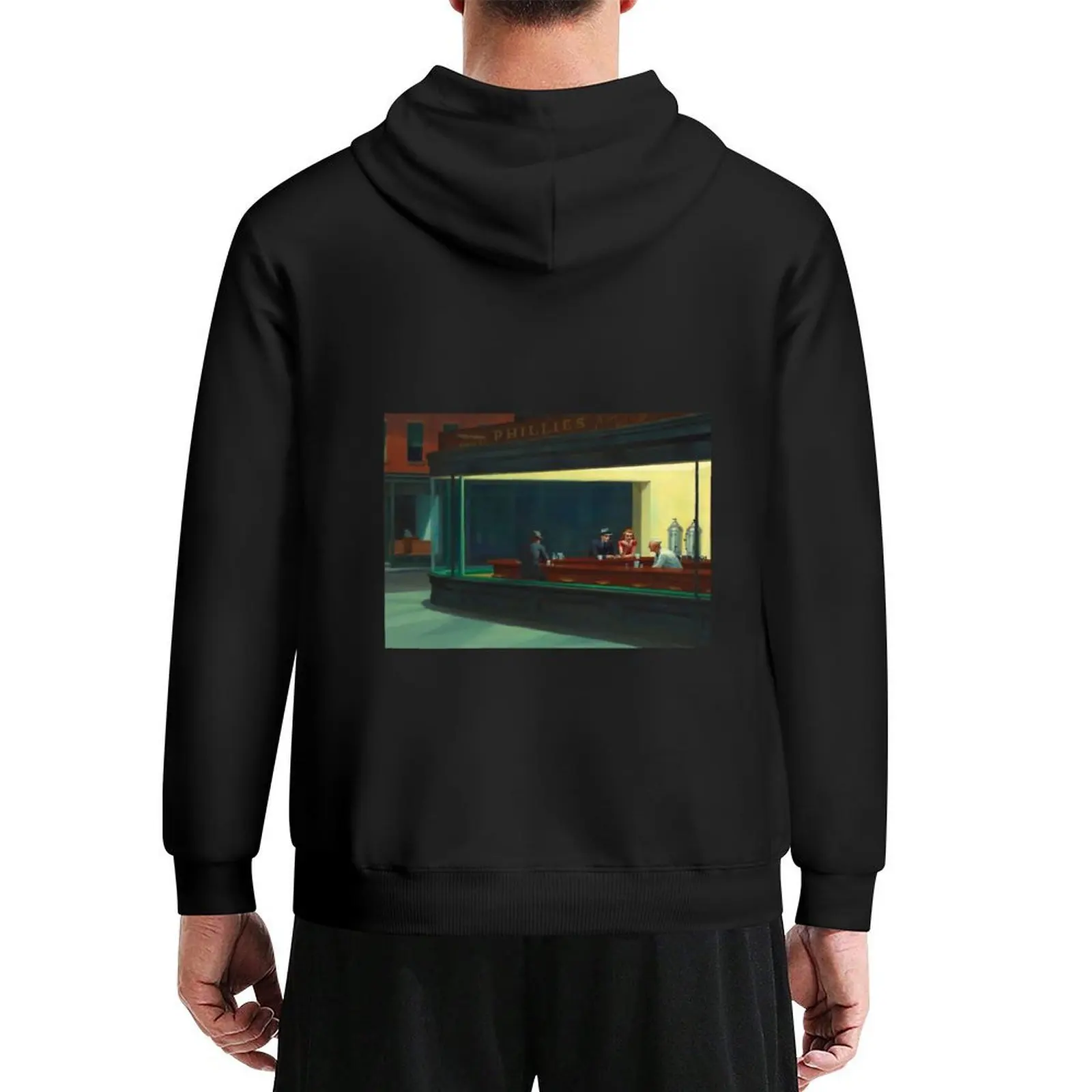 

NIGHT HAWKS - EDWARD HOPPER Photographic Print Hoodie autumn japanese style mens designer clothes mens clothing tracksuit