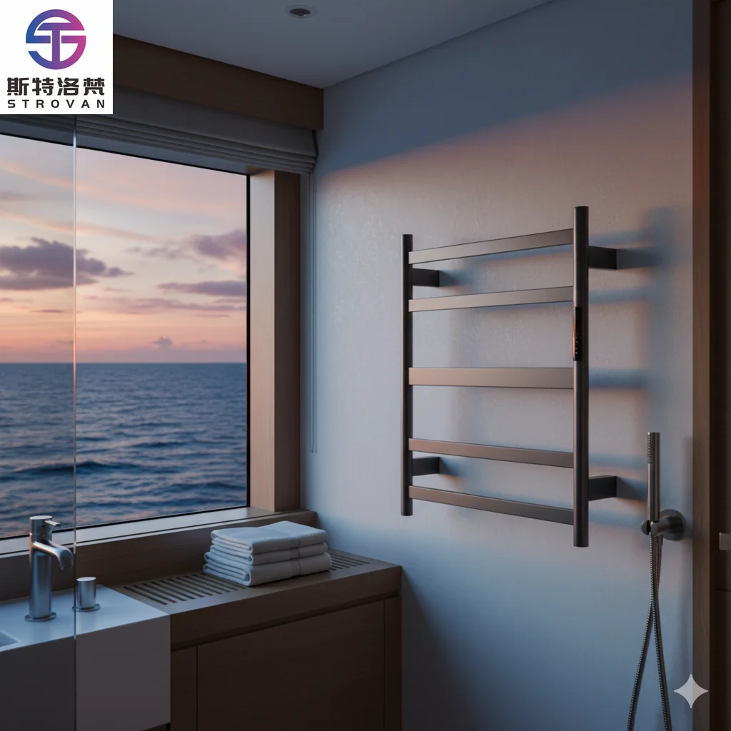 Modern Wall Mounted Stainless Steel Electric Heated Rail IP56 Rated Quick Dry Anti Rust Waterproof Bathroom Towel Warmer