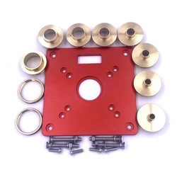 Universal Aluminium Router Insert Plate + 10PCS Brass Template Guide Bushings for Makita RT0700C or 3701, 3703, 3709 Trimmers