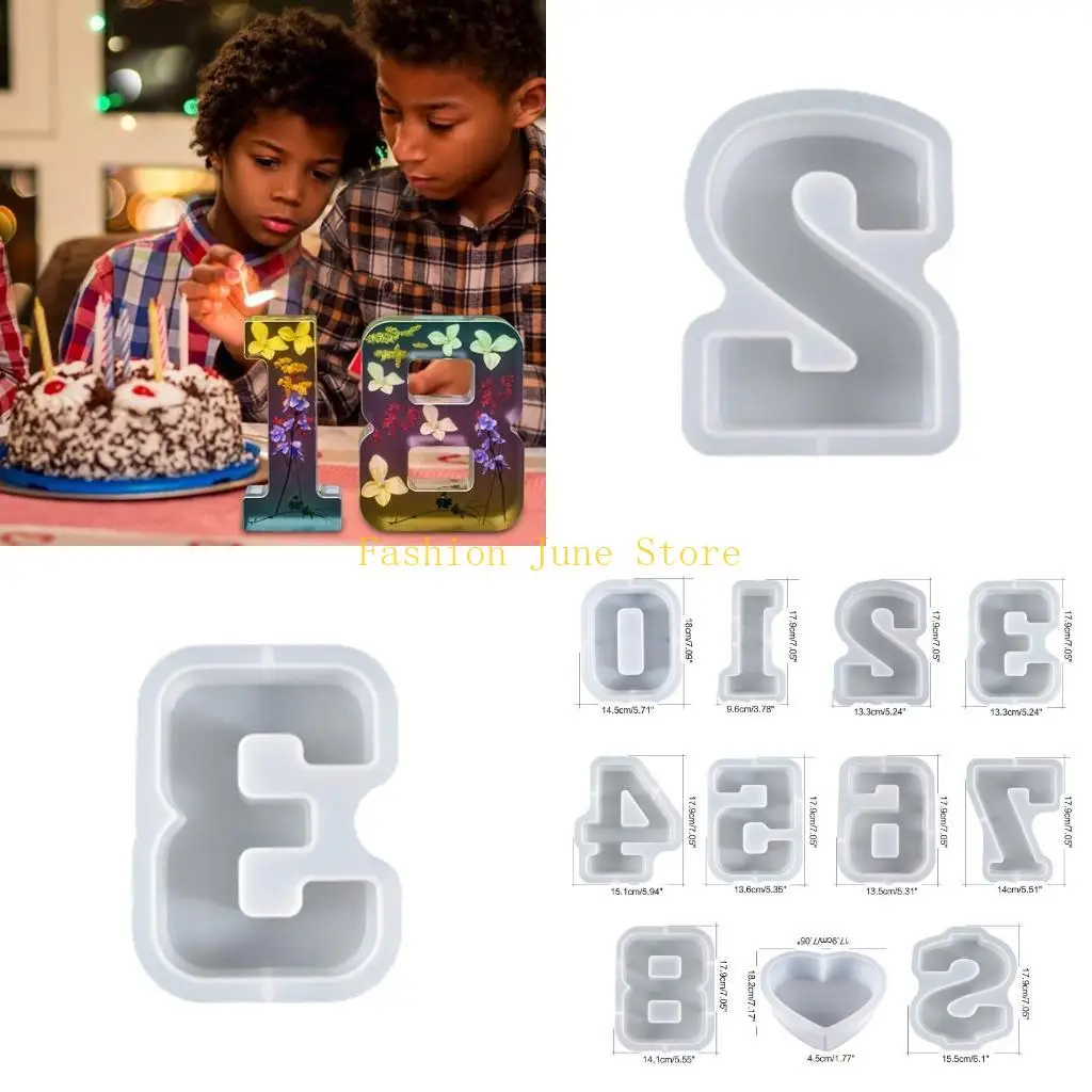 N5KA Number Silicone Resin Mold 0-8 Numbers Silicone Mold Used for DIY Handcraft