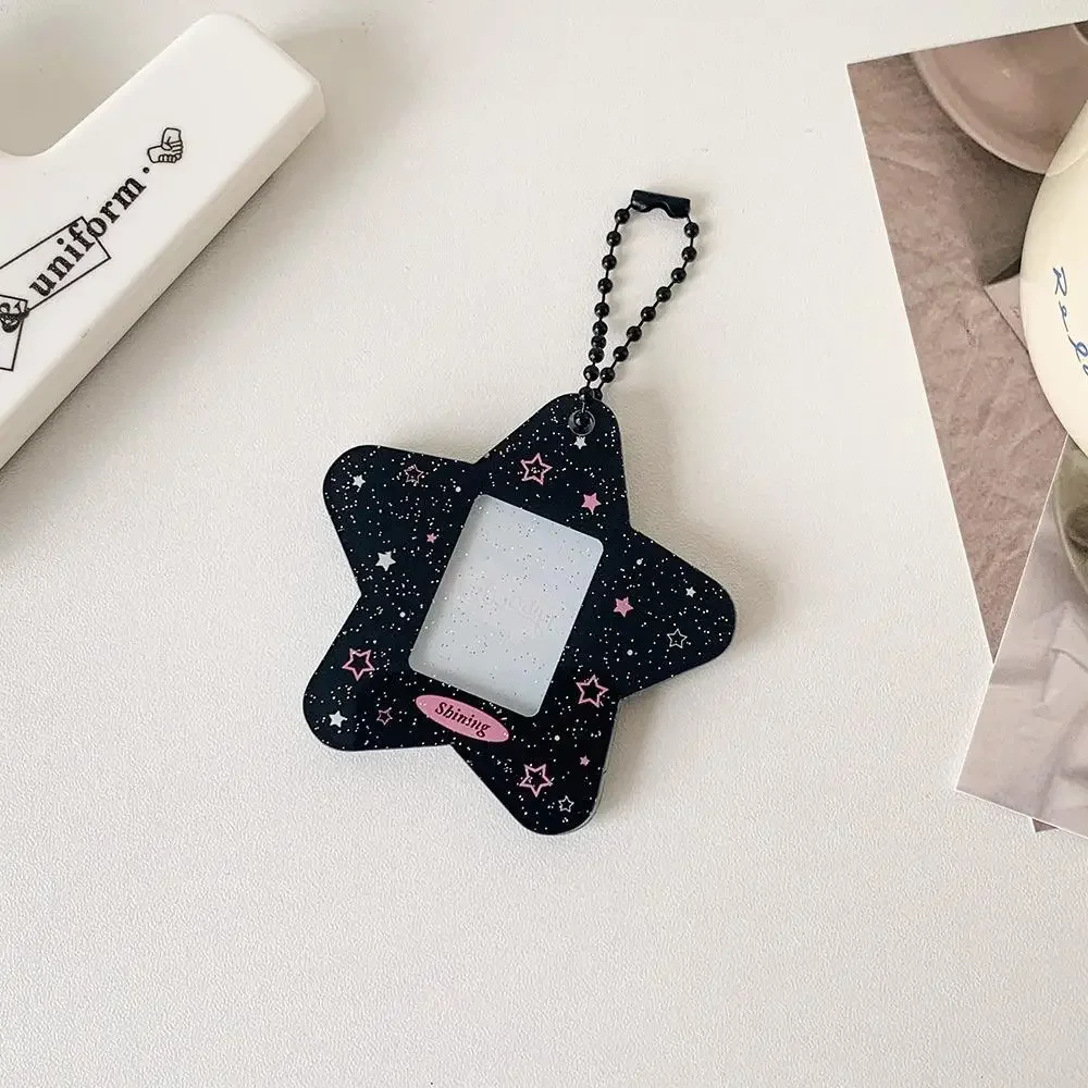 Tragbarer Fotokartenhalter aus Acryl mit glitzerndem Stern, Schlüsselanhänger, 2,5 cm, Ausweishülle für Studenten, Kpop Idol, Fototasche, langlebige Kartenaufbewahrung
