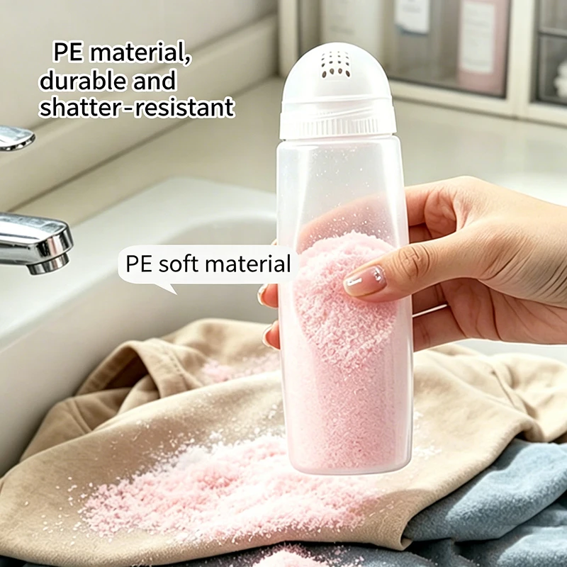 Laundry Powder Dispenser Bottle,Sealed Moisture-proof Container, Visible Detergent Scent Bead Storage Sprinkle Jar With Hole Lid