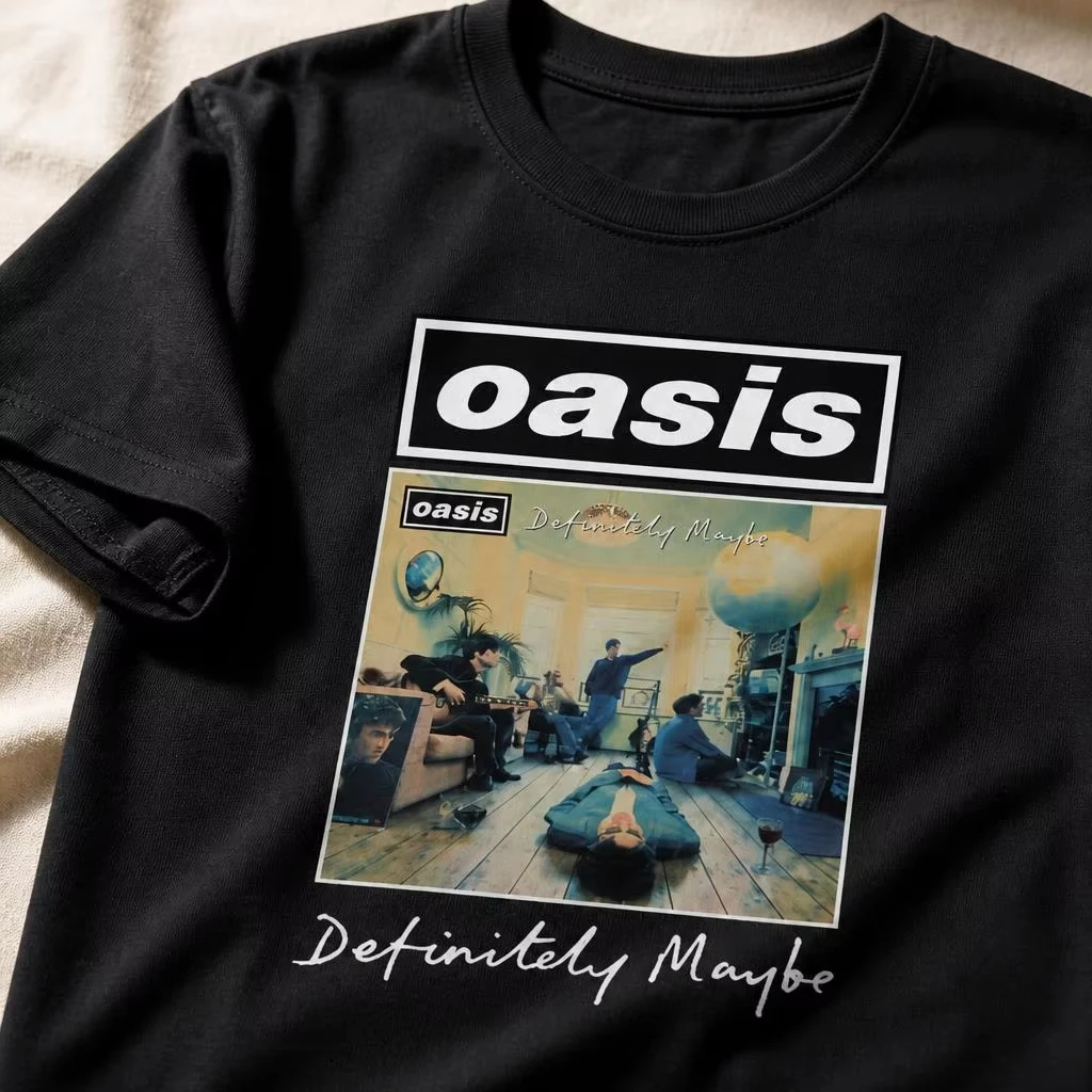 Oasis Definitely Maybe Album Cover Graphic T Shirt Men Women and Kids Rock Band Casual Short Sleeve Tee Music Fan T-shirt