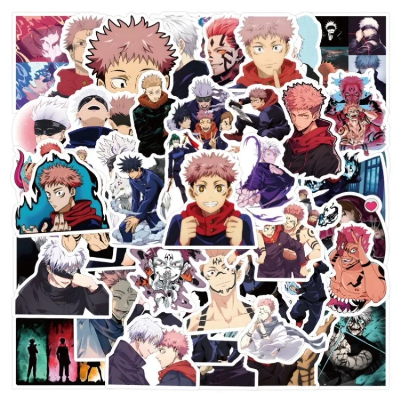 55pcs Anime Jujutsu Kaisen Graffiti Stickers Water Cup Luggage Laptop Mobile Phone Scooter Stationery Guitar Decorative Stickers