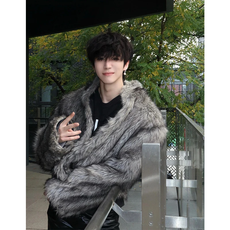 

Мужская зимняя теплая куртка из искусственного меха, утепленный хлопковый кардиган в корейском стиле, молодежное повседневное пальто с длинными рукавами