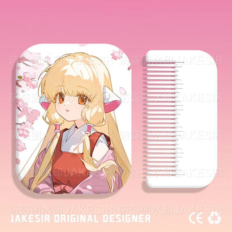 8x6cm, Chobits, Folding Single-side Makeup Mirror, Portable Travel, Mini Light Compact Pocket, Anime Cute Girls Kids,Rectangular