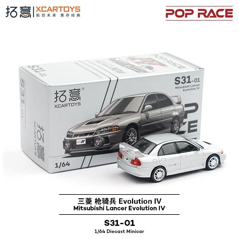 XCARTOYS POPRACE 1:64 Mitsubishi Lancer EVO IV Argento Lega di Gomma Pneumatico Modello di Auto S31-01 Collezione di Modello di Auto ornamenti