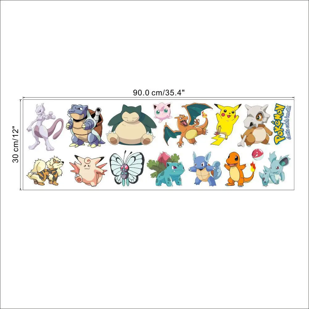 Pokemon Cartoon Stickers Pocket Monster Waterproof PVC Wall Sticker Windows Children\'s Room Bedroom Living Room Home Decorations