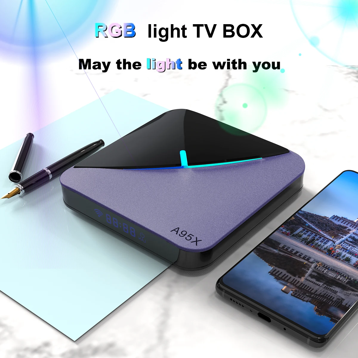 Imagem -02 - Smart tv Box A95x Android 11 Amlogic S905w2 4gb de Ram 64gb Rom 5g Wi-fi Vídeo 4k 3d Luz Rgb hd Media Player