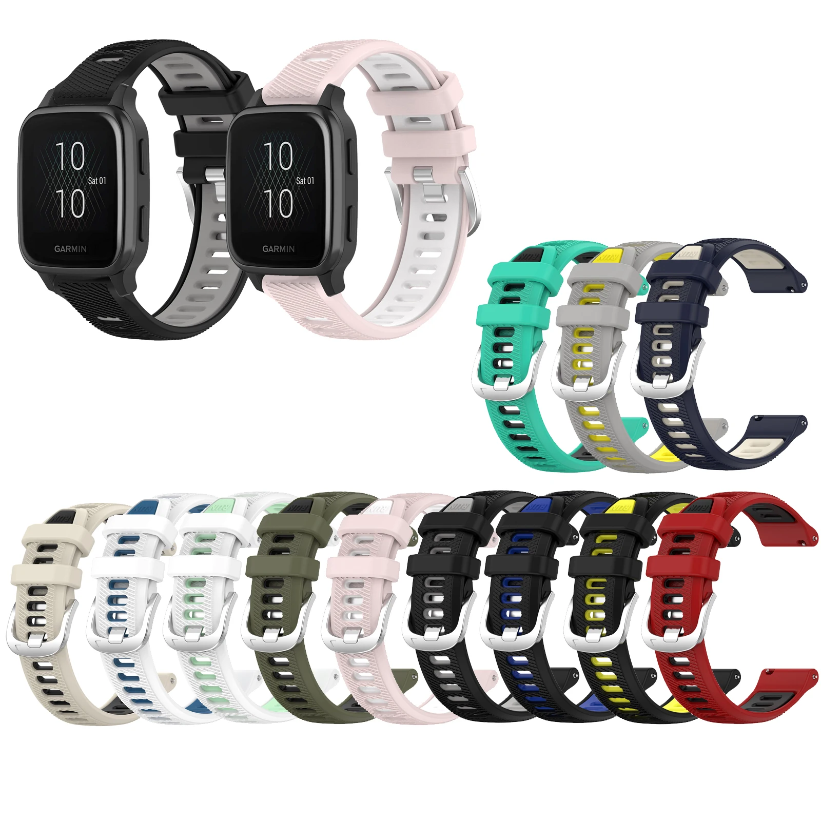 20mm 22mm run Silicone Watch Band Strap For Venu sq music /Venu 2 Plus Smart Watch wristband for vivomove3 vivomove Trend HR