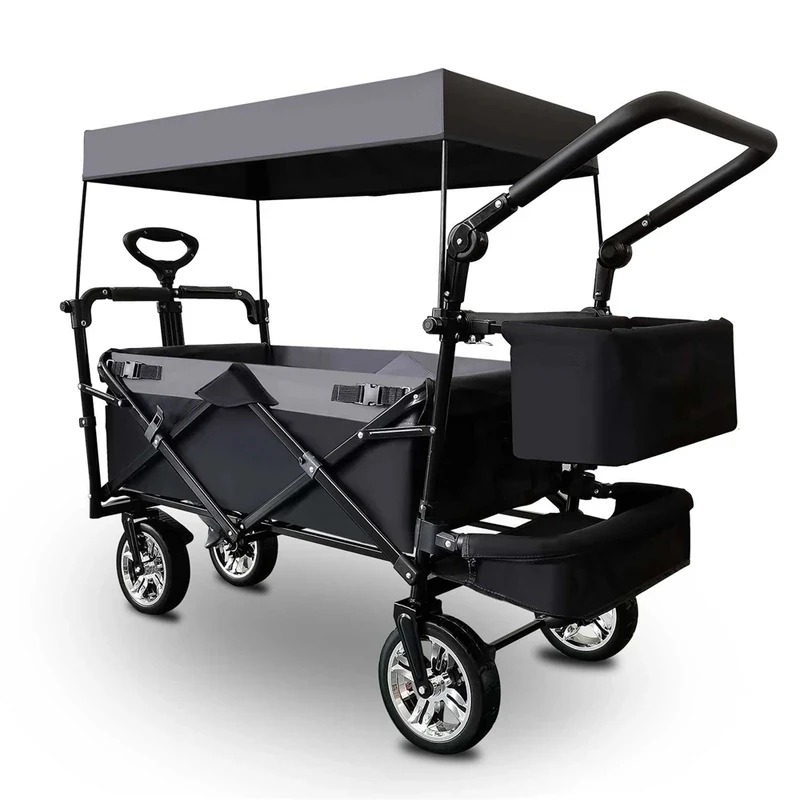 Outdoor with Shed, Multifunctional, Installation Free, Foldable Pole Camping Vehicle, Portable Shopping Cart