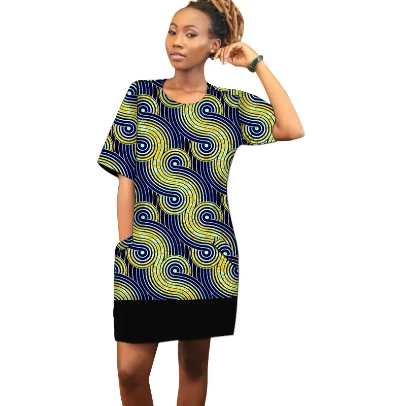 ผู้หญิงลําลองแขนสั้นเสื้อ T Vintage O คอพิมพ์ชุดมินิหลวม Elegant Mini Dress Streetwear Sundress