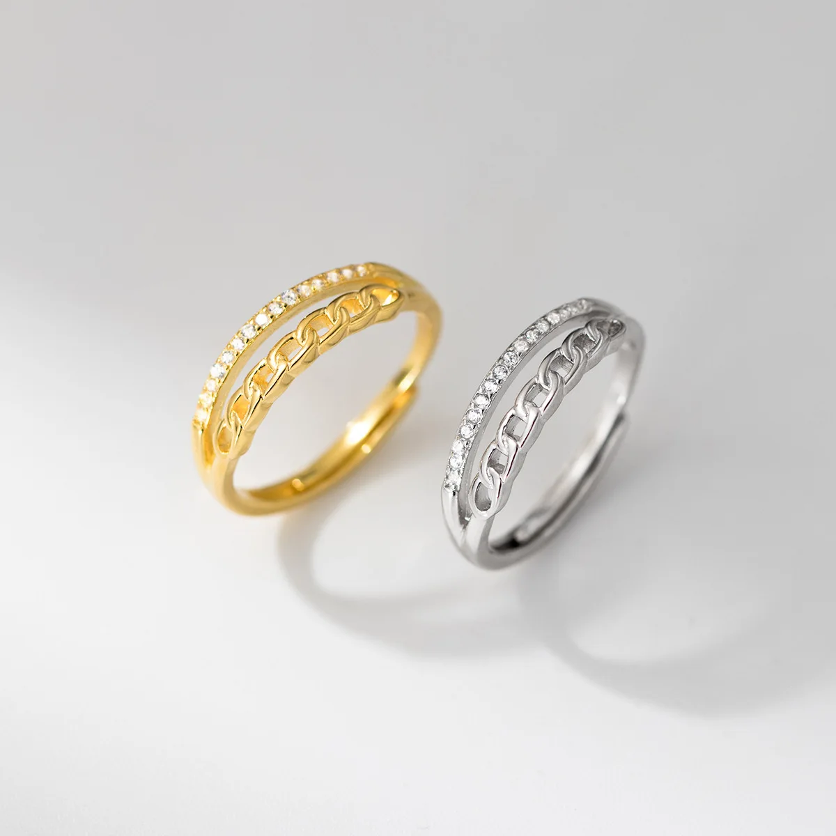 

Korean Style Irregular Double-layer Ring Women S925 Pure Silver Exquisite Temperament Banquet Girlfriend Gift Jewelry