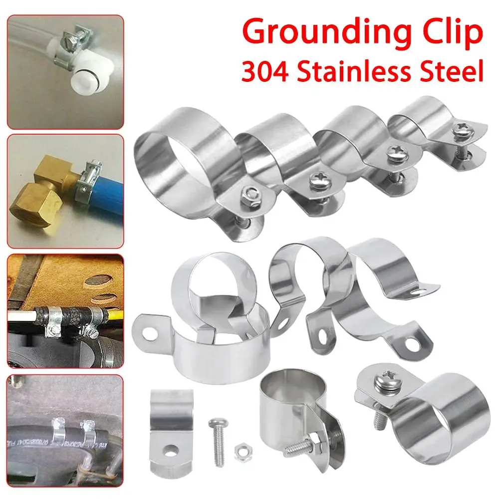 1 Stück mit Schrauben, Muttern, Schlauchschelle, 304 Edelstahl, Befestigungs-Hardware, Erdungsclip, Durchmesser 10–60 mm, Pferdeschnalle