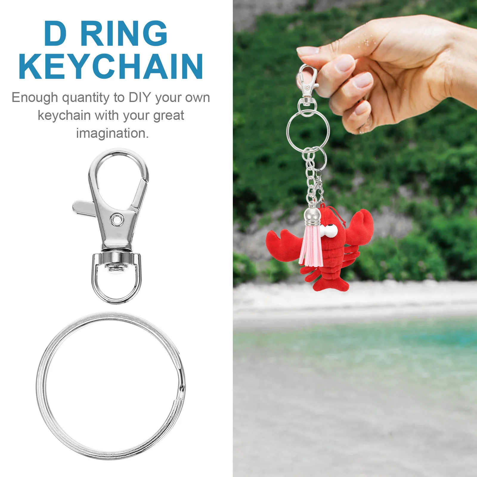 

1 set 1 Set Swivel Keychain Snap Hook Lanyard Eye Bolt Key Ring Clip D Ring Zinc Alloy Rotating Hook Clips Fastener Hardware