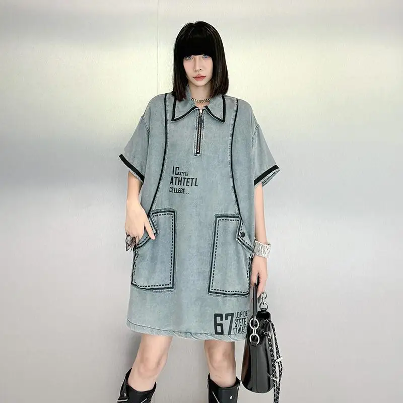 فستان نسائي جديد للربيع والصيف فستان فضفاض مطبوع كبير الحجم للركاب