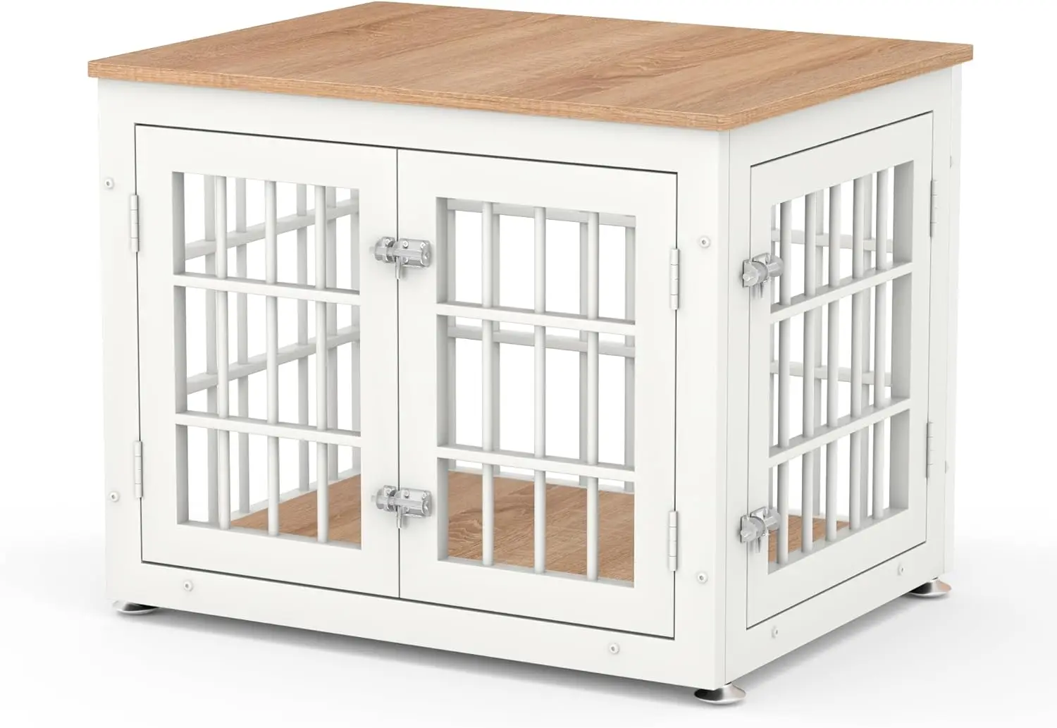 

Heavy Duty Dog Crate Furniture for Small Dogs, Decorative Pet House End Table, Wooden Cage Kennel Furniture, White and Natural