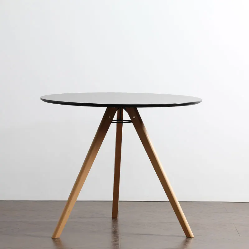 Nordic small apartment restaurant stylish modern simple creative coffee solid wood legs round dining table household meeting tab