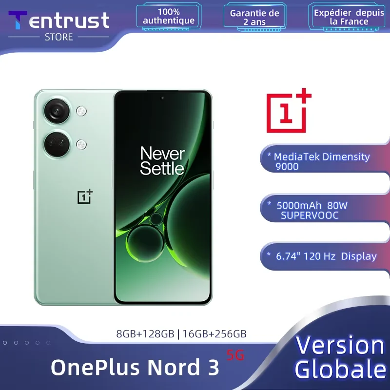 Global Version  OnePlus Nord 3 5G 8GB 16GB RAM MediaTek Dimensity 9000 120Hz Super Fluid AMOLED Display 80W SUPERVOOC Charger