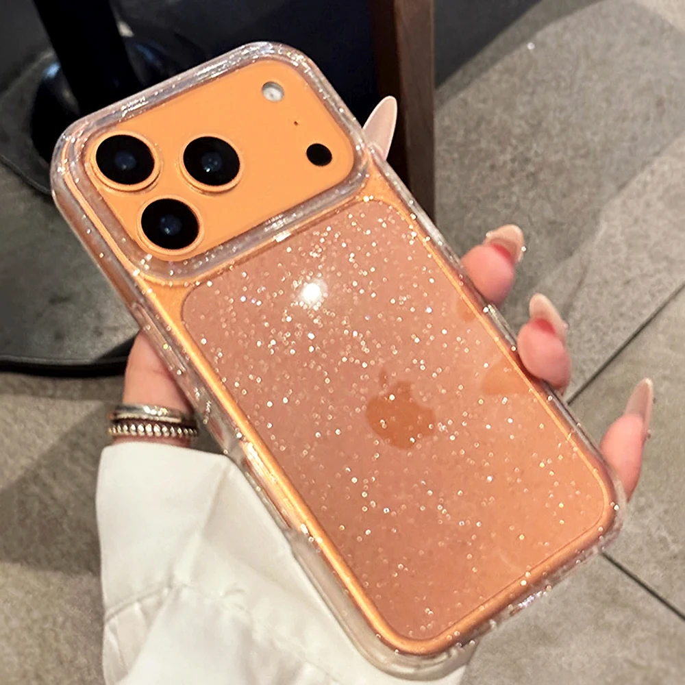 Luxuriöse Glitzer-Transparent-Hülle für iPhone 11 12 13 14 15 16 17 18 Pro Max Plus Air Weiche Silikon Transparente Stoßfänger-Schutzhülle