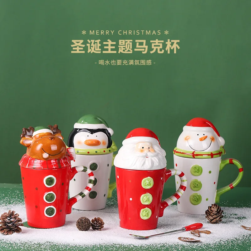 Santa Claus ceramic water cup Holiday gift cup Elk Snowman personality Americano coffee cup European milk cup