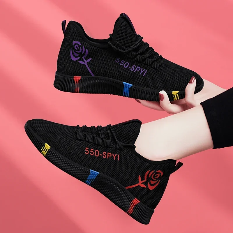 Tênis Feminino 2026: Calçados Casuais Femininos Vulcanizados com Air Mesh, Leves e Macios, Plataforma e Cadarço - Estilo Basket Femme