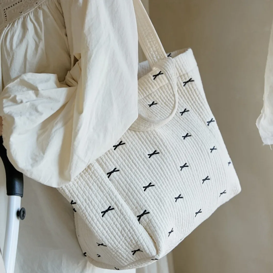 Sac fourre-tout en coton portable, sac remorque, lavable, grande capacité, chambre simple, sac maman, poussette de bébé, coréen, ins out