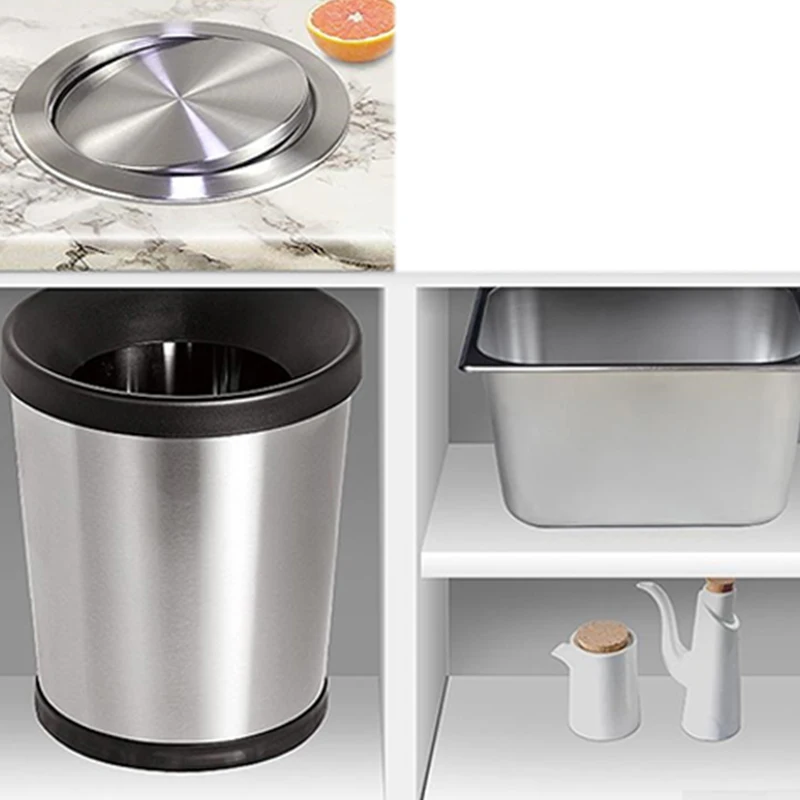 Garbage Flap Lid Flush Built-in Balance Swing for Kitchen Counter Top